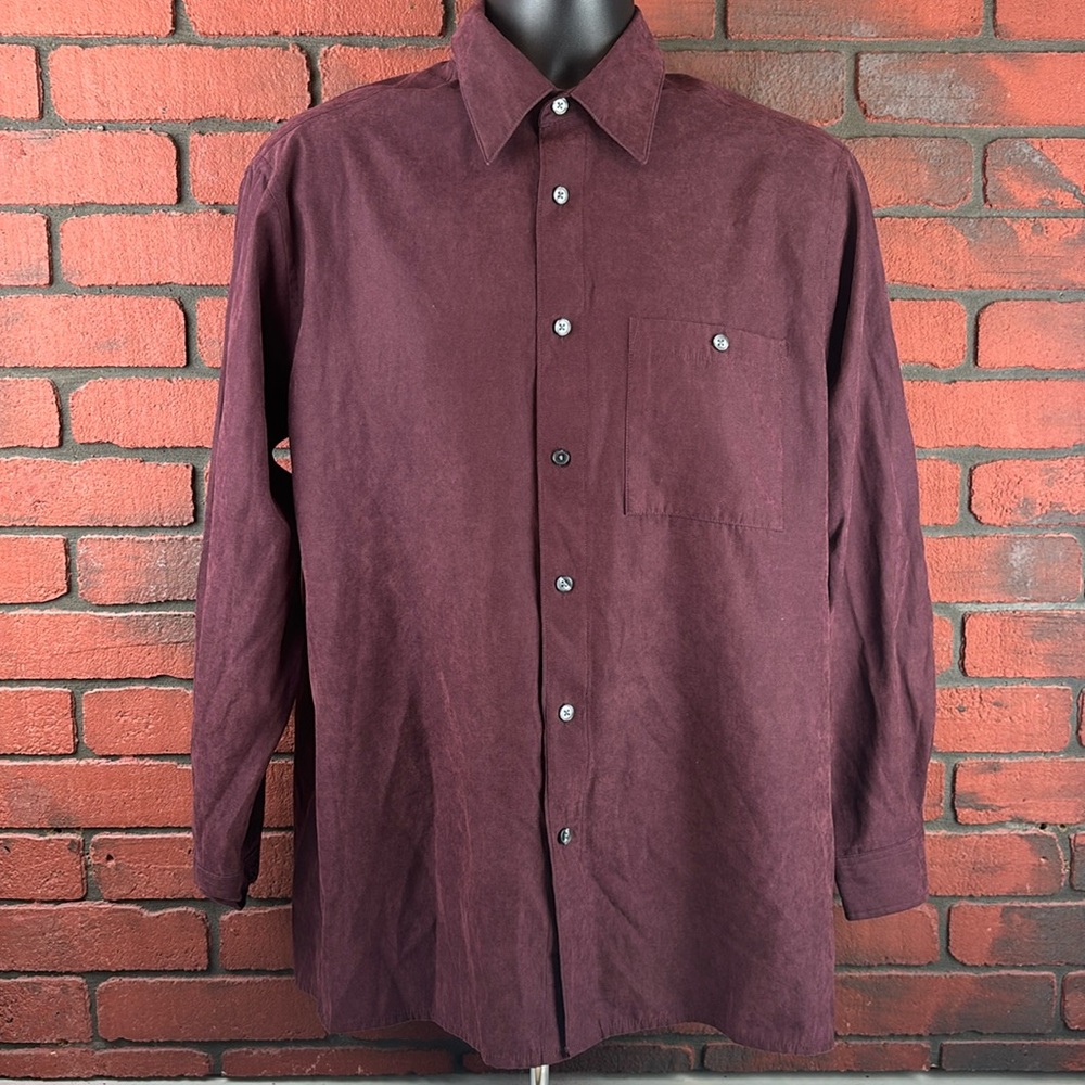 Brandini Shirt Mens‎ Medium Maroon Suede Button Down
